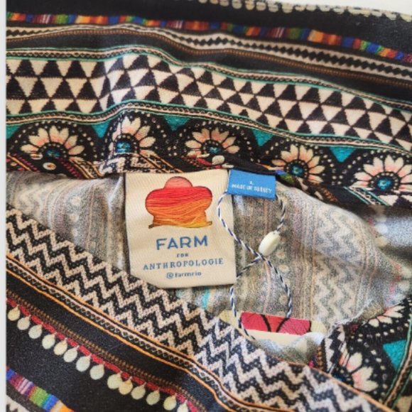 Farm Rio for ANTHROPOLOGIE Satin GEO PRINT CROP WIDE-LEG PANTS - Picture 9 of 14